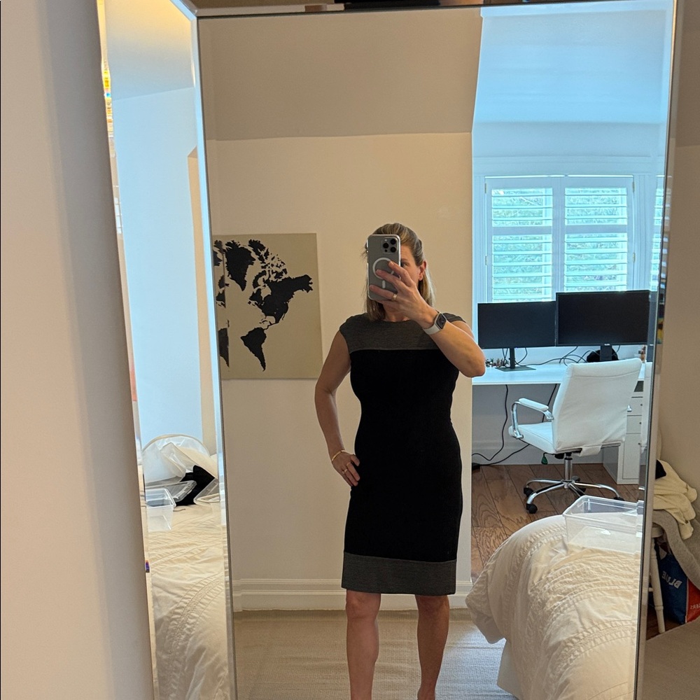 Ralph Lauren Black Sheath Dress with Gray Trim